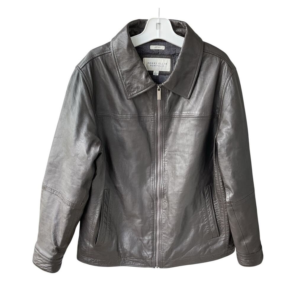 Perry Ellis Portfolio lambskin leather jacket mens L